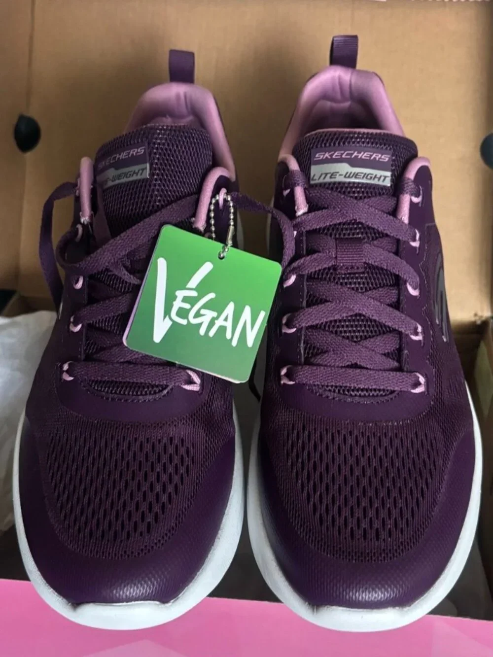 Skechers Lite-Weight Purple Vegan Mesh Sneakers - Women’s Size 8